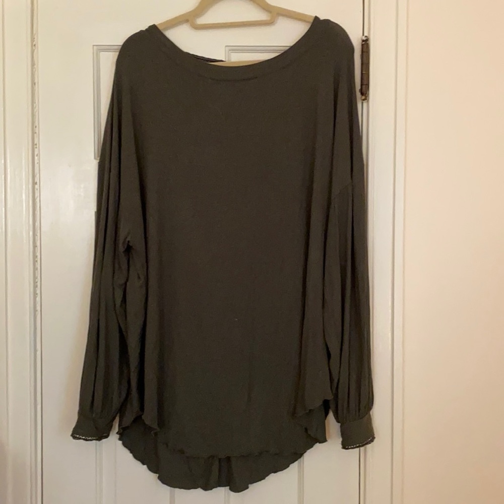 Open backed army green top